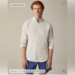 J. Crew Baird McNutt Light Tan Irish Linen Button-Down Shirt